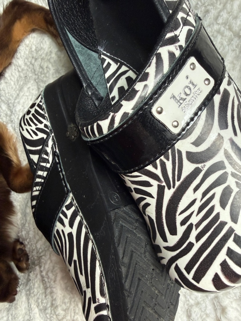 Black & White Zebra-Print Platform Clogs - Picture 2 of 3